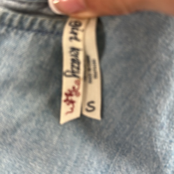 Girl Krazy Blue Ruffle Sleeve Tip 100% cotton size S - Picture 6 of 7